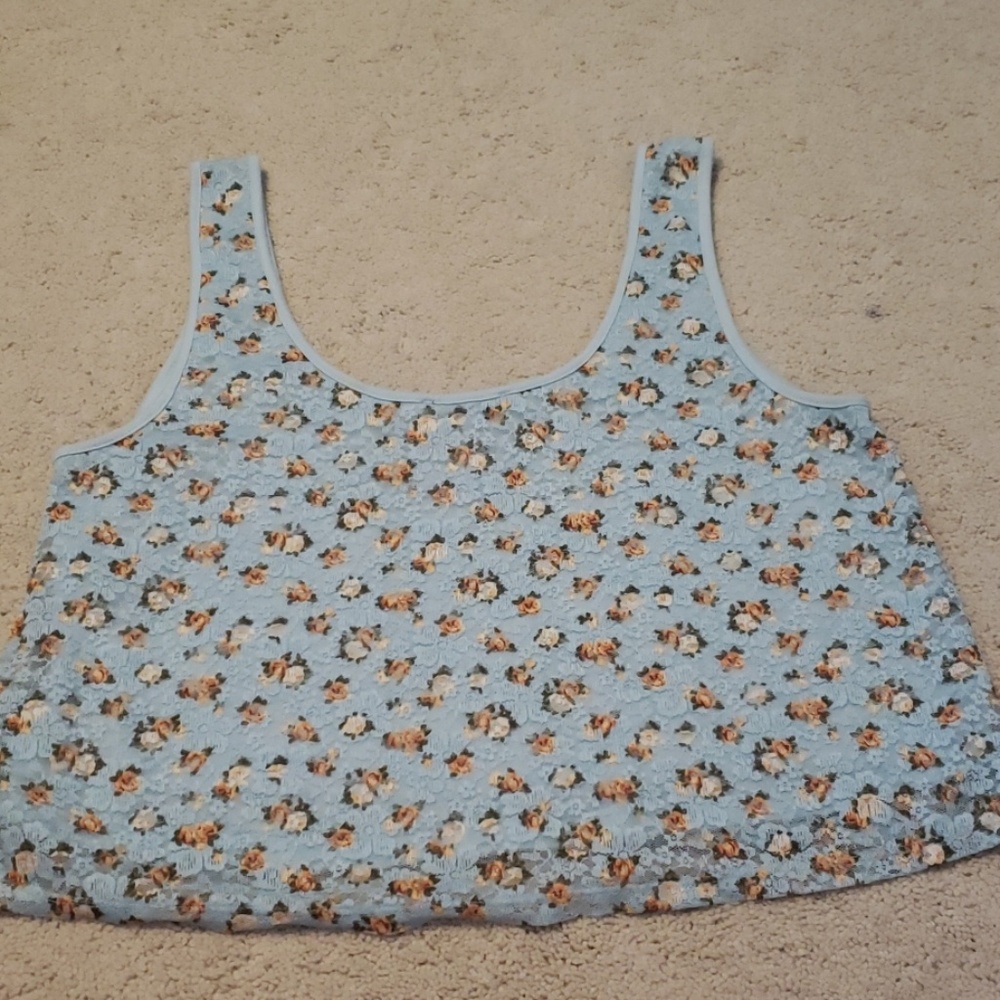 Light Blue Foral Tank Top